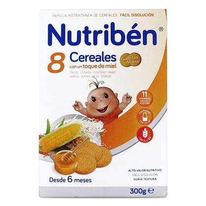 Nutriben - Milk-Free 8 Grains Cereal with Honey and Biscuit /6m+/ 300g 6218