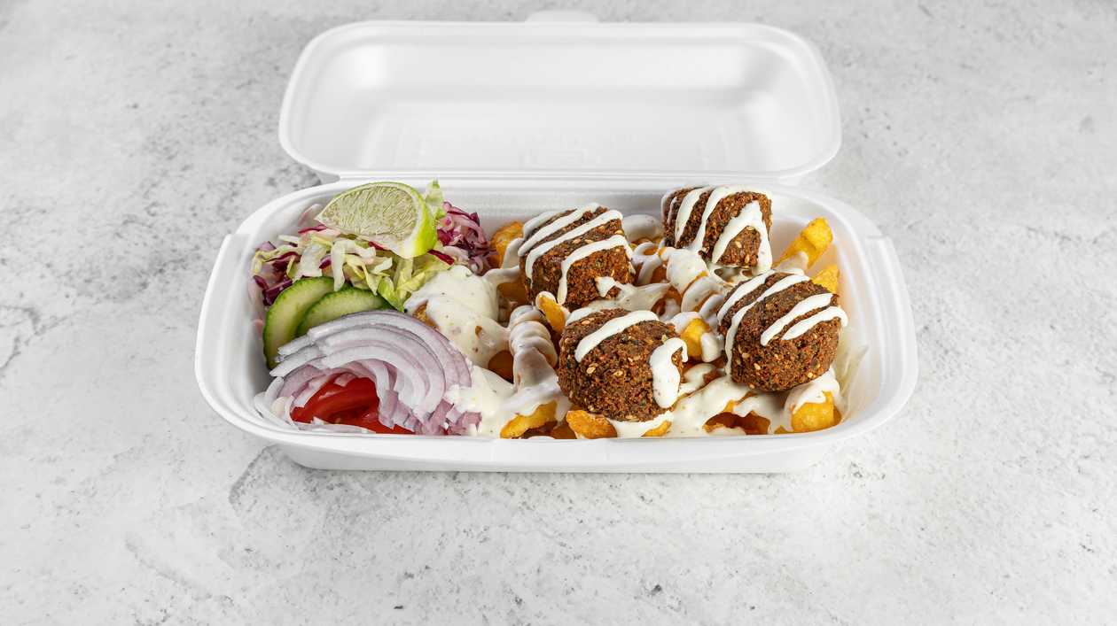 Falafel kastē + frī vidējs