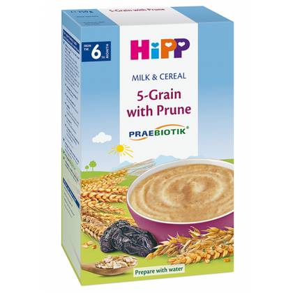 HiPP - 5 Grain Milk Cereal with Prunes /6m+/ 250g 2918/2918-02