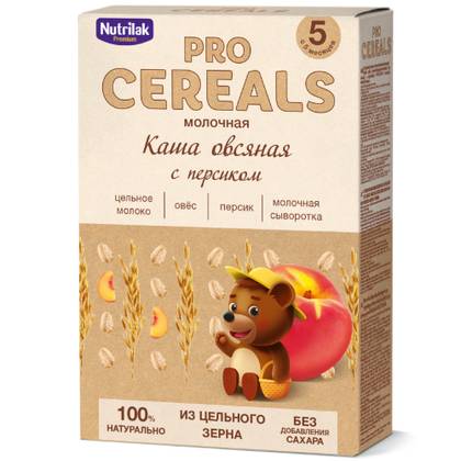 Nutrilak Premium Milk Cereal, Oatmeal with Peach /5mo+/ 200g 0984