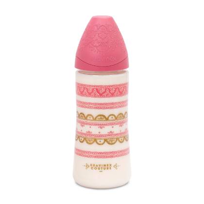 Suavinex Pink Round Silicone Nipple Premium Plastic Bottle /6m+/ 360ml 3346