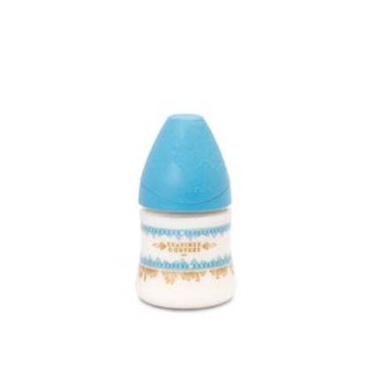 Suavinex - Round Silicone Nipple Plastic Bottle, Blue /0m+/ 150ml 2101