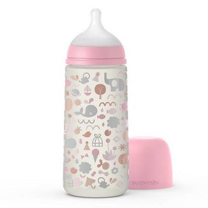 Suavinex Memory Silicone Teat Plastic Bottle - Pink /3m+/ 360ml 7085