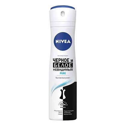 Nivea Black & White Invisible Pure Antiperspirant Deodorant Spray for Women, 150ml