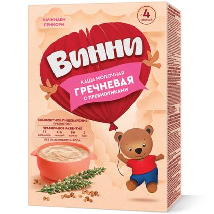 Vinnie - Milk Buckwheat Porridge with Prebiotics /4mo+/ 200g 4633/4831