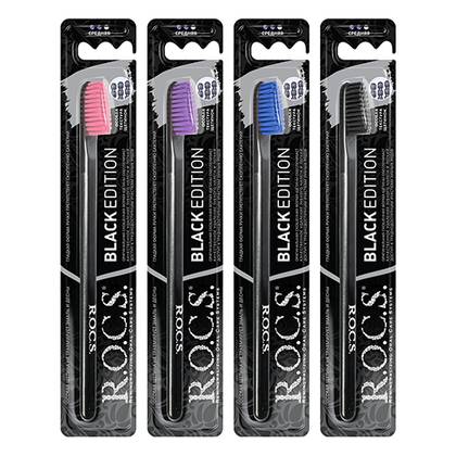 R.O.C.S. Classic Black Medium Toothbrush 0425