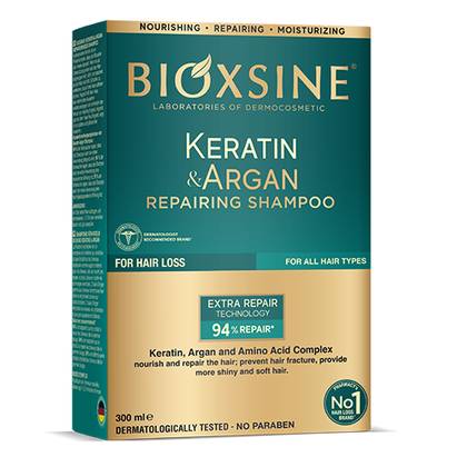 Bioxsine Keratin & Argan Restorative Shampoo for All Hair Types 300ml