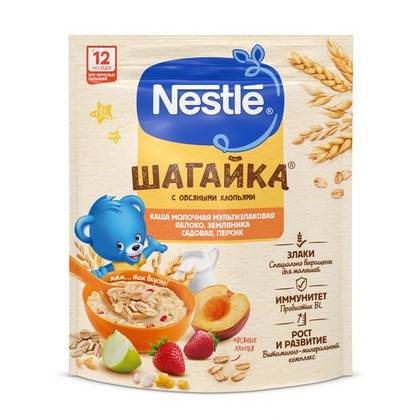 Nestle - Shagaika Milk Cereal 5 Grains with Apple, Strawberry and Peach /12 months+/ 190g 3540