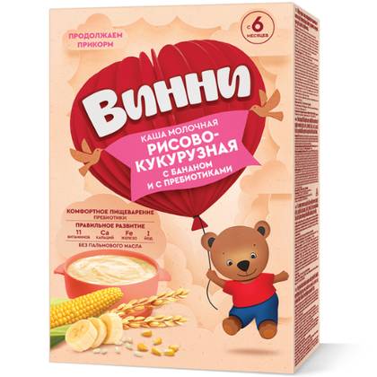 Vinnie - Milk Rice and Corn Porridge with Banana and Prebiotics /6m+/ 200g 4565/4695/4893
