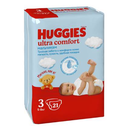 Huggies Ultra Comfort Diapers for Boys Size 3 /5-9kg/ #21