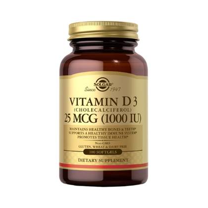 Solgar Vitamin D3 1000 IU Capsules #100