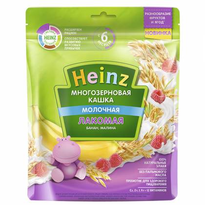 HiPP/Heinz - Milk Cereal Lakomaya Multigrain with Banana and Raspberry /6m+/ 170g