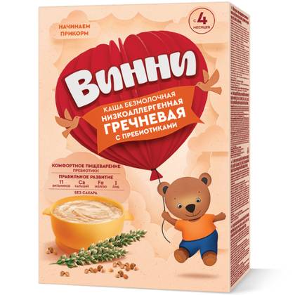 Vini - Milk-Free Buckwheat Porridge, Hypoallergenic with Prebiotics /4 months+/ 200g 4718/4954