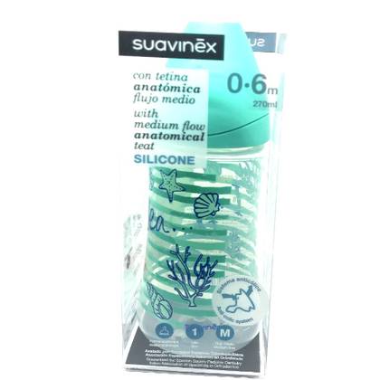 Suavinex - Plastic Bottle with Silicone Anatomical Teat /0-6 months/ 270ml 0142