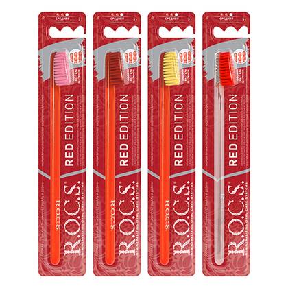 R.O.C.S. Classic Toothbrush - Medium, Red 0494
