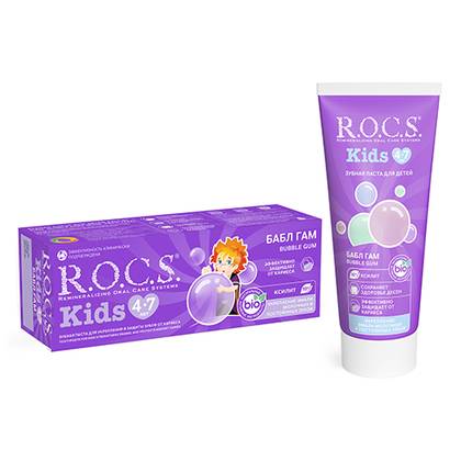 R.O.C.S. Kids Toothpaste Bubble Gum Flavor 4-7 years 45ml 0876