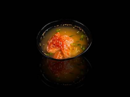 Miso soup with salmon