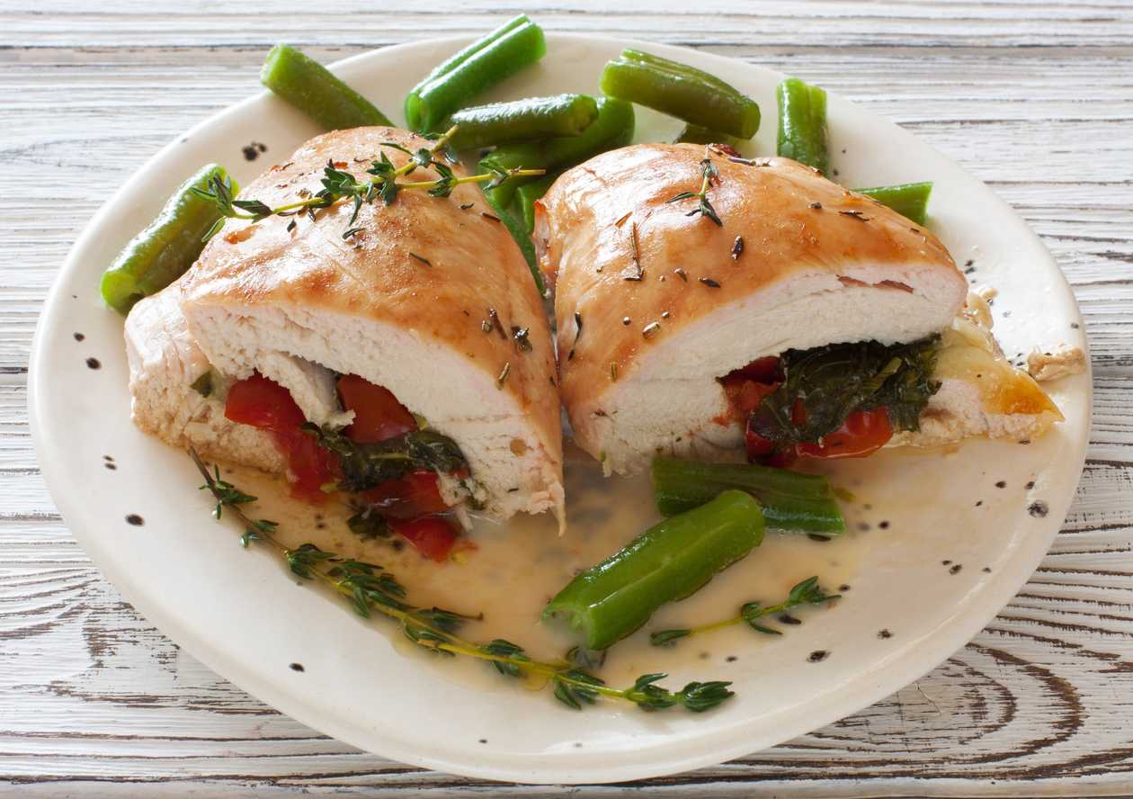 Pocket Filled with Dried Tomatoes, Basil, Garlic, Mozzarella