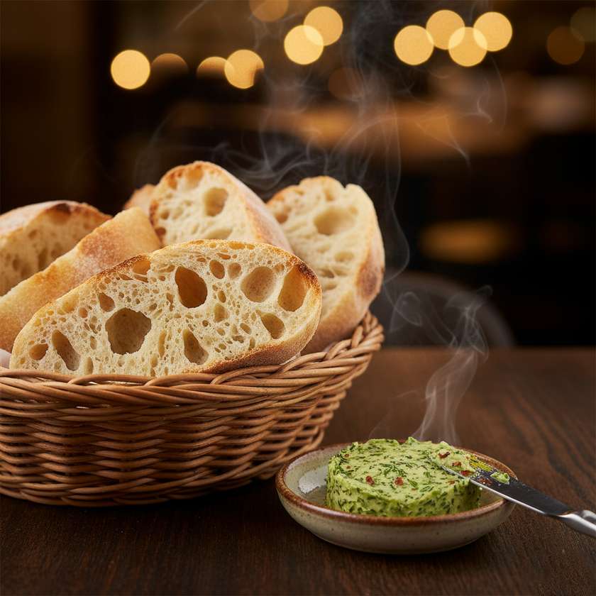 Basket of Warm Pinsa with Flavored Butter