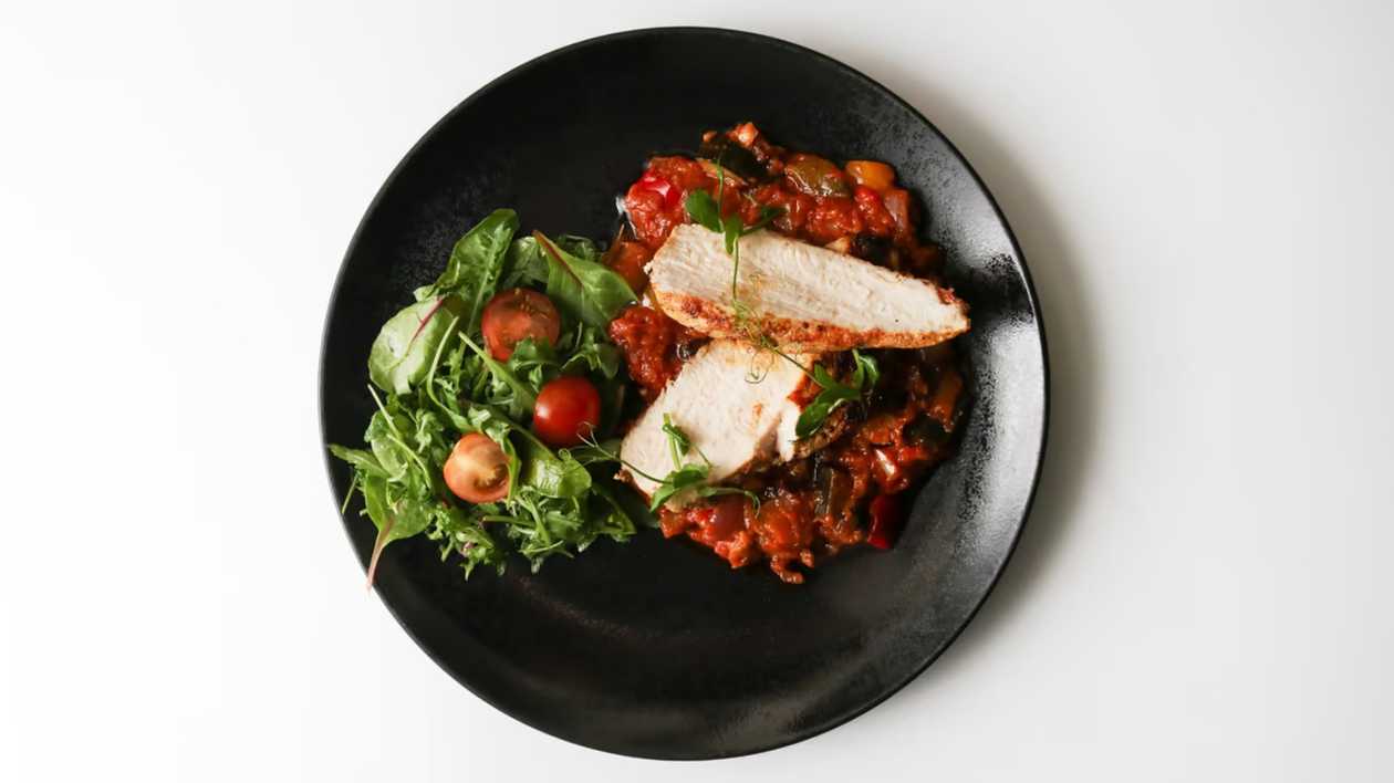 Grilled Chicken Breast With Sicilian Caponata