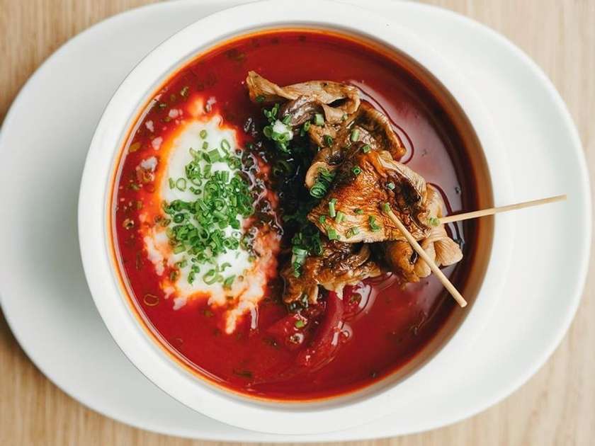 Borscht with porcini mushrooms
