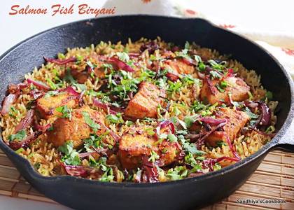 Salmon fish biryani