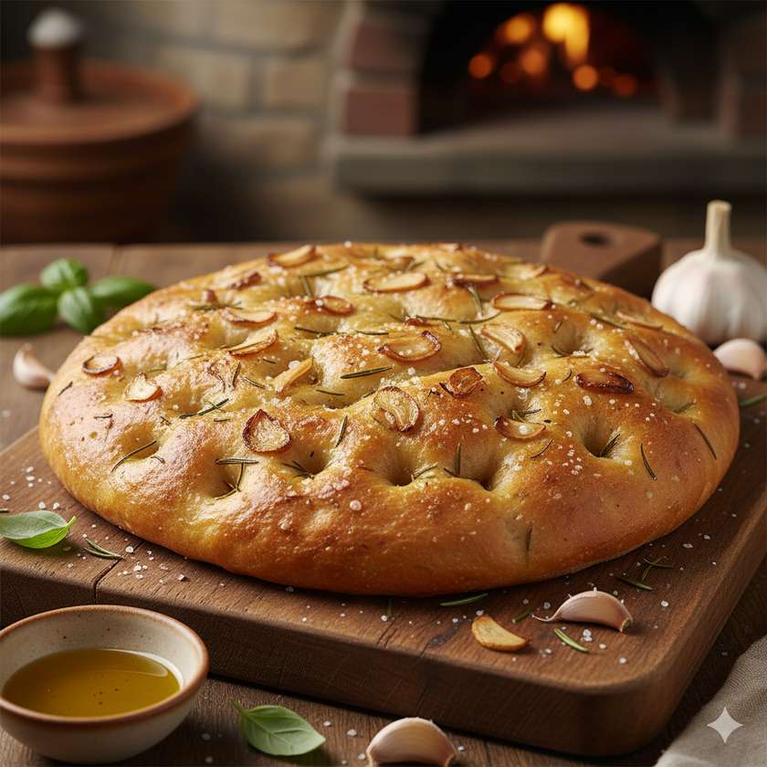 Olive Oil and Garlic Focaccia