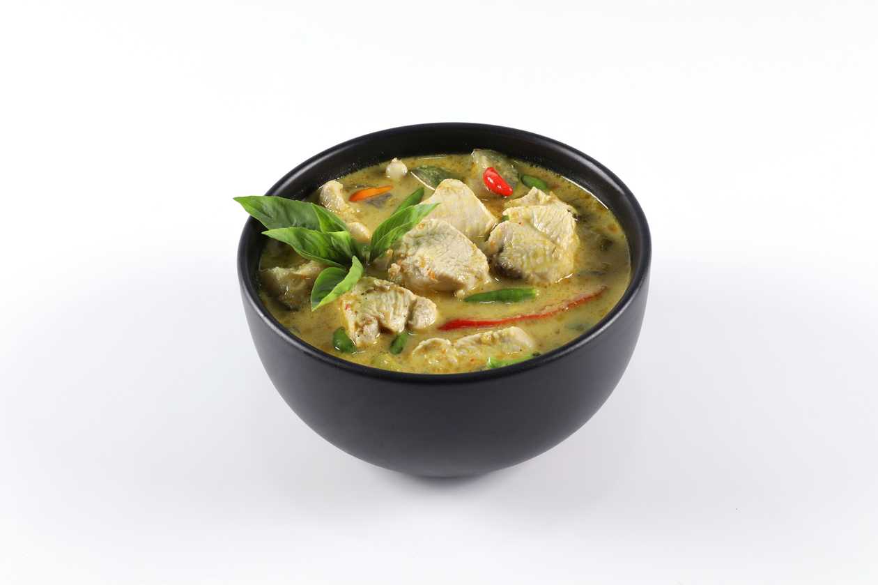 52. Restované Maso - Zelené Kari na Thajský Způsob s Rýží