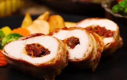 Chicken breast stuffed with bacon and cheese