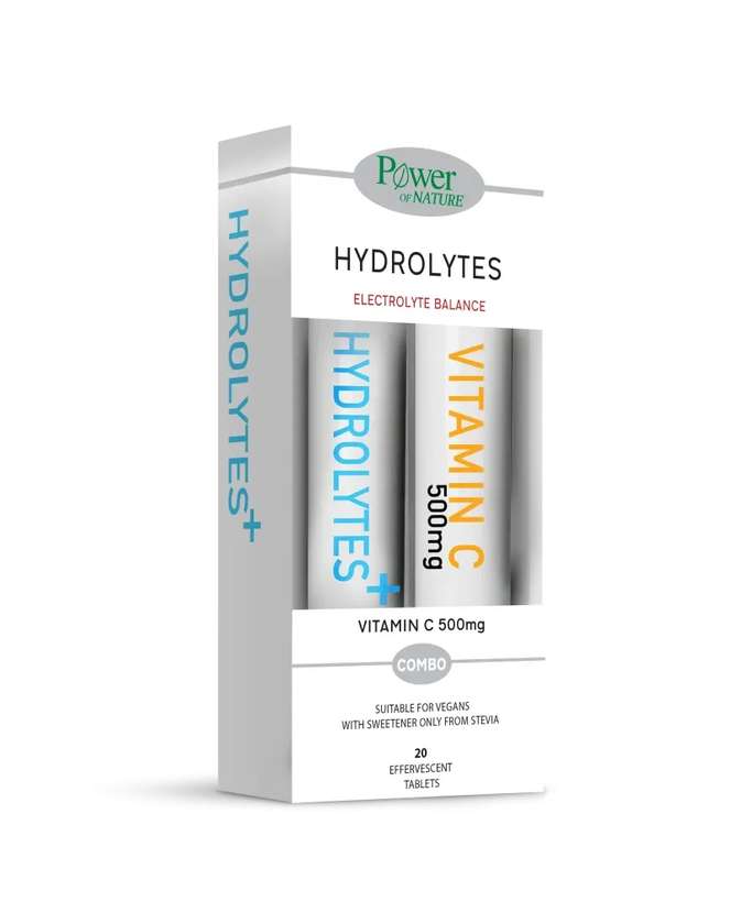 Power Health Hydrolytes Пищевая добавка со вкусом лимона 20 таблеток + Vitamin C 500 мг 20 таблеток в подарок