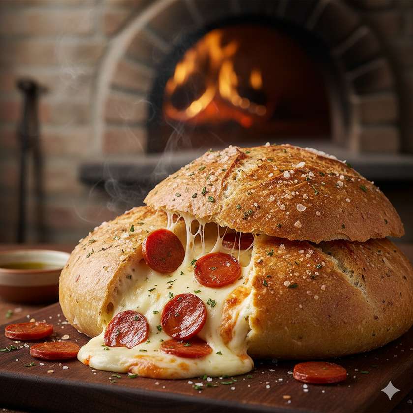 Bread Stuffed with Cheese and Chorizo