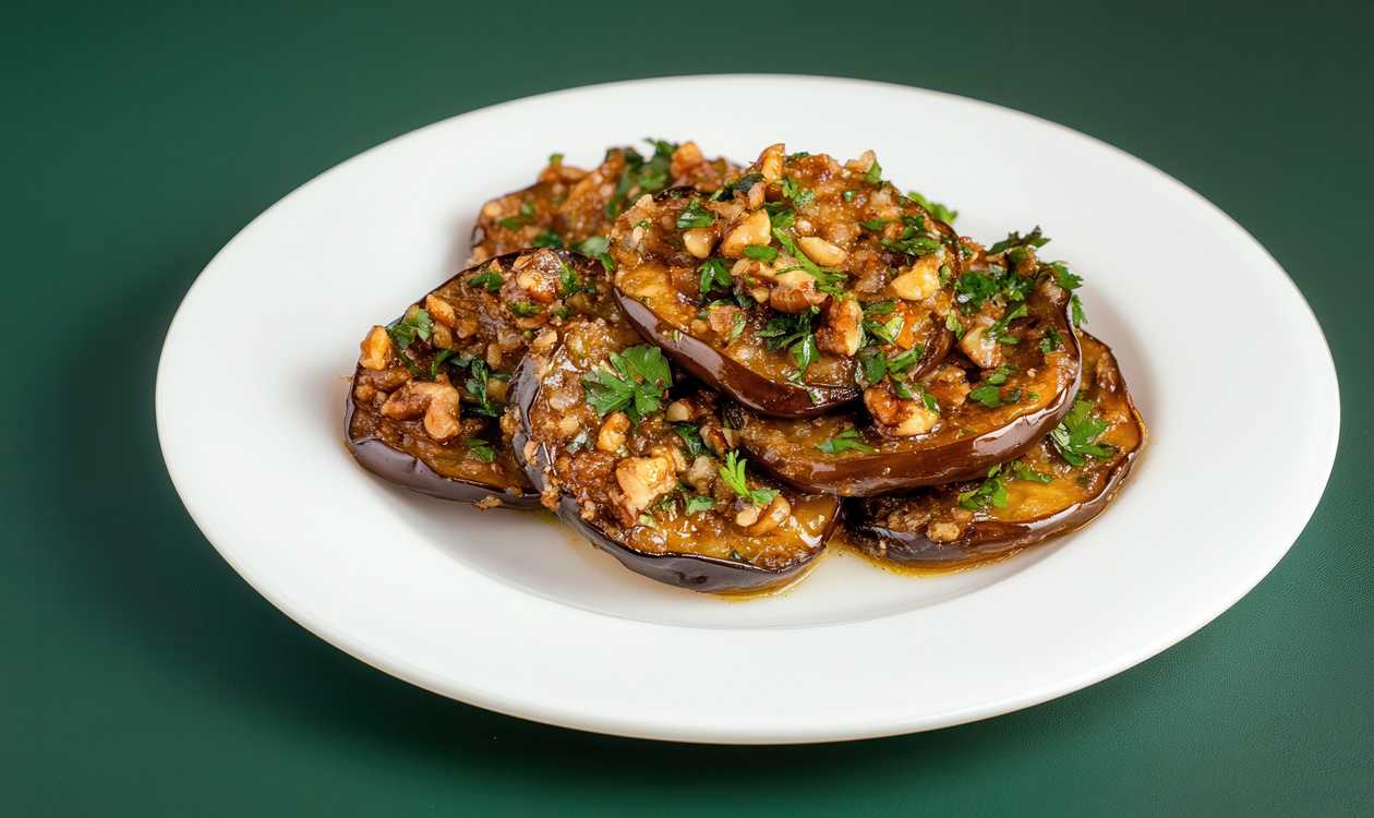 Eggplant with walnuts and oriental spices