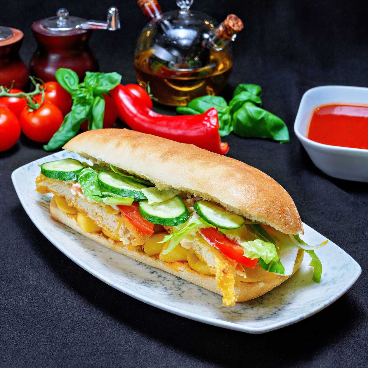 Panino cu snitel de pui