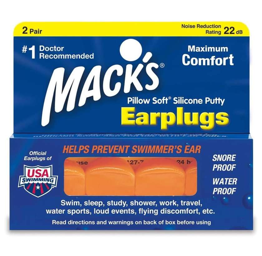 Mack's #6 Ear Plugs Orange (2 pair) (Pillow Soft Silicon)