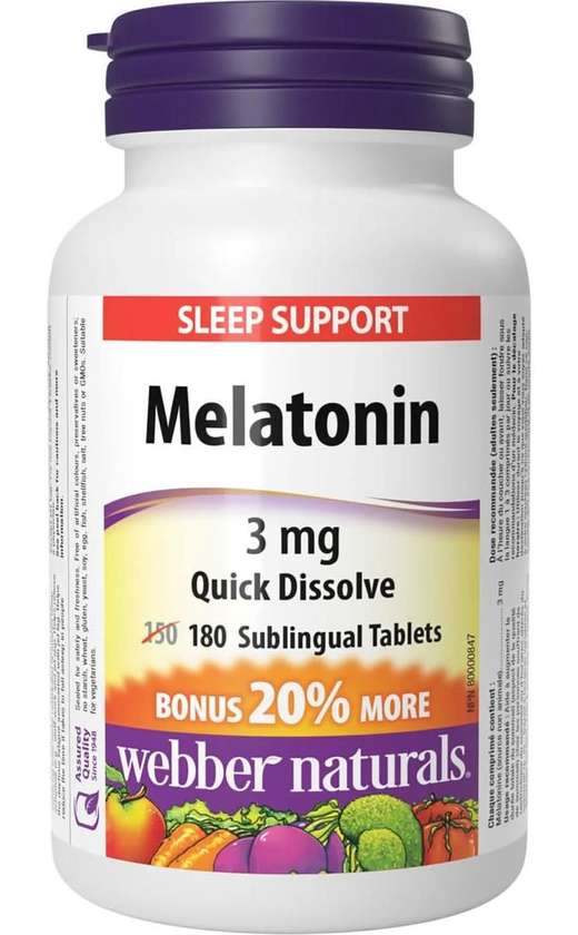 Webber Naturals Melatonin (3 mg) Quick Dissolving Tabs (90 pieces)