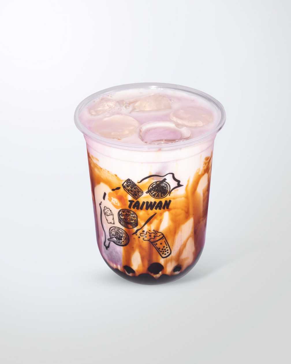 Taro Bubble Tea with Milk and Brown Sugar