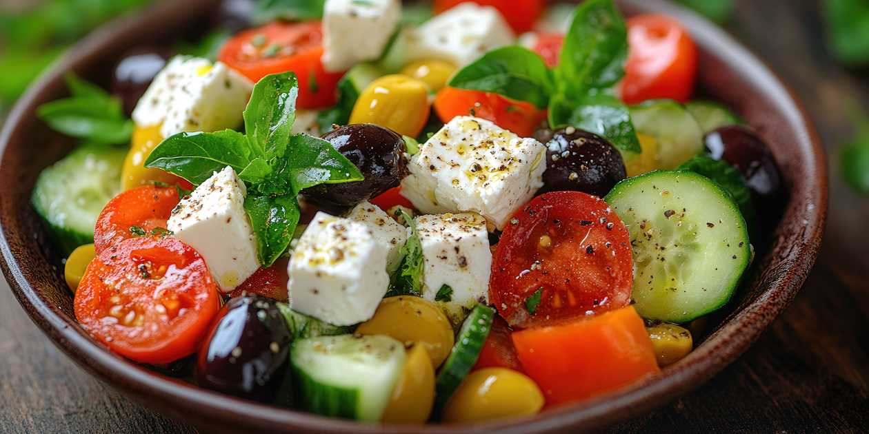 Greek Salad with Balkan Cheese and Olives