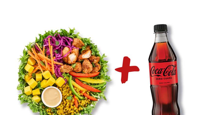 Sałatka Mango Kurczak Normalna + Coca-Cola Zero