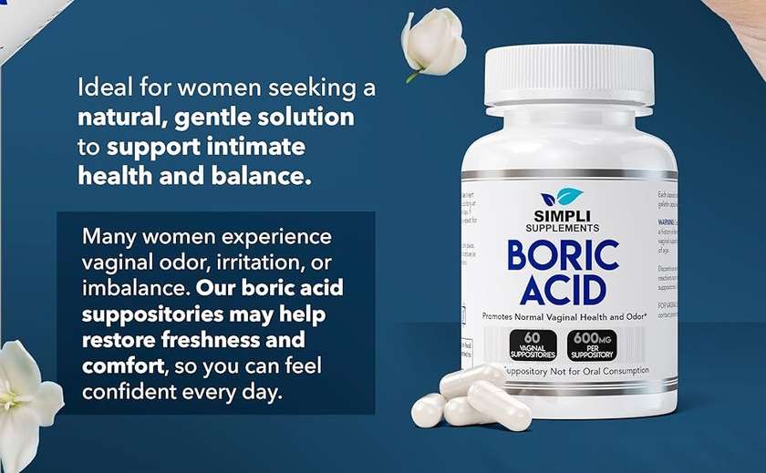 Simpli Boric Acid Vaginal Suppositories 60's