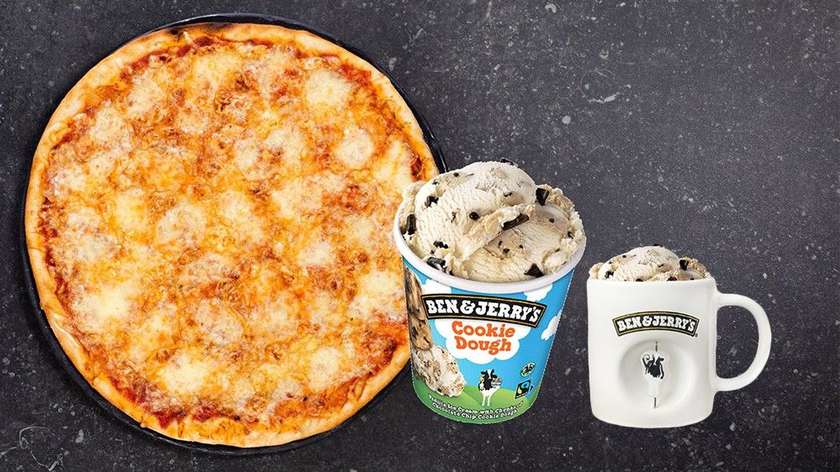 COMBO: Margherita (large thin crust) and B&J Karamel Sutra ice cream (large)