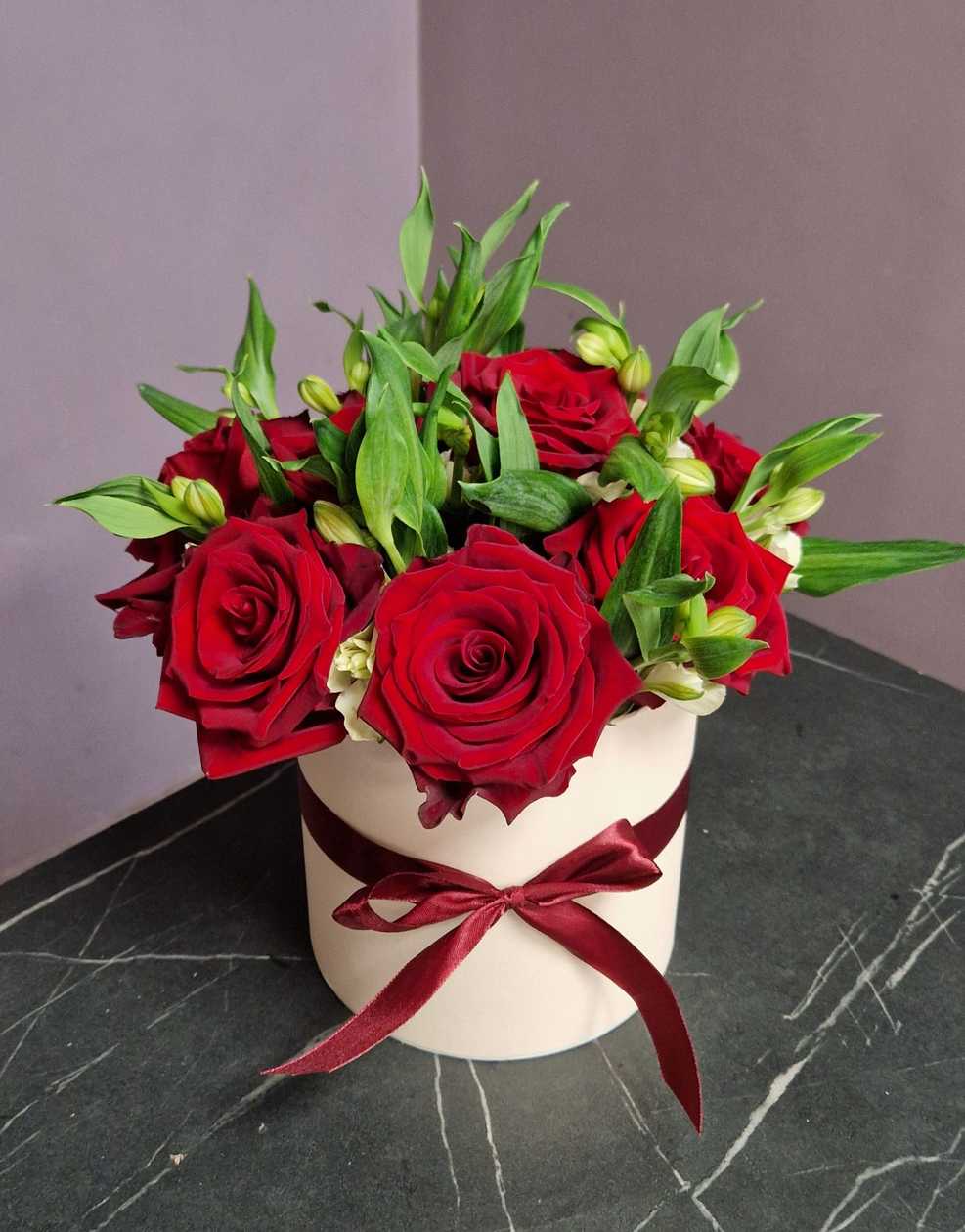 Box of Roses and Alstroemerias