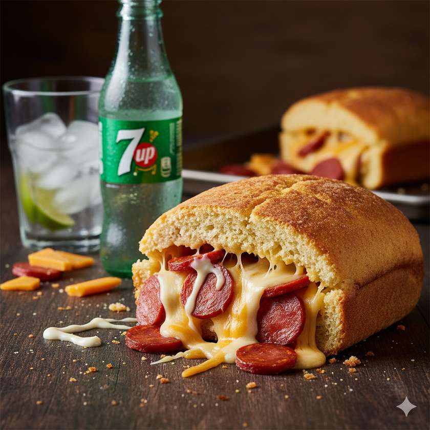 Stuffed Cornbread and 7 Up