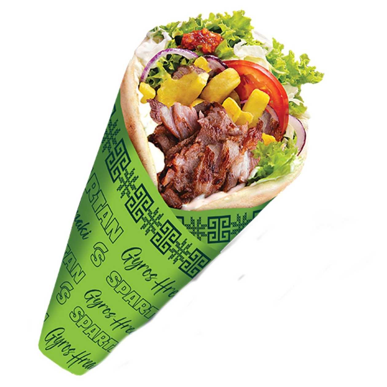 XXL Gyros Hreanaki with Veal, Pork, and Lamb in Pita Bread