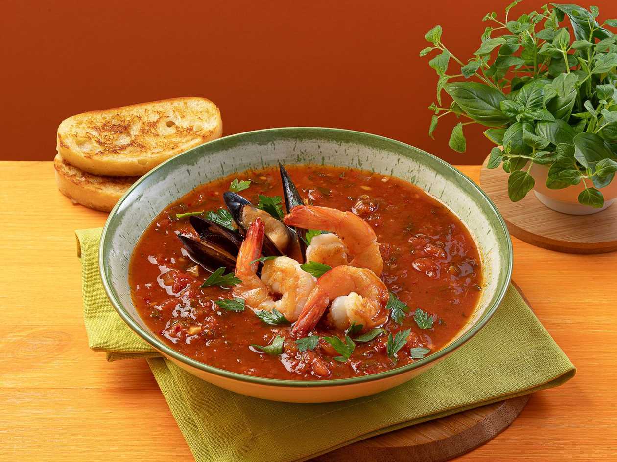 Spicy seafood and tomato soup