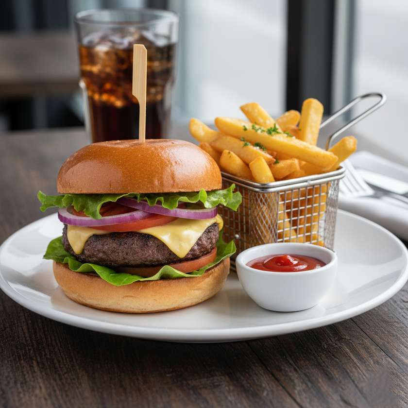 Beef Burger with Chips