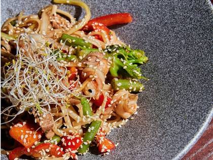 Udon Noodles with Shrimp and Pork