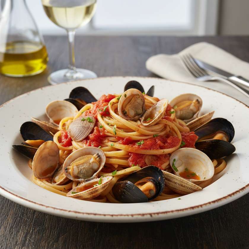 Pasta Marinara with Fresh Clams and Mussels
