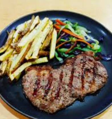 Black Angus Picanha with French Fries, Rice and Black Beans