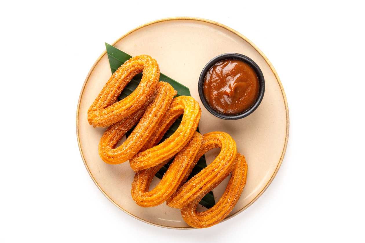 Churros with caramel sauce
