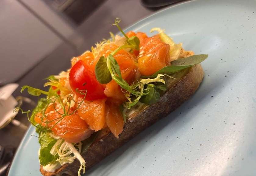 Toast with lightly salted salmon